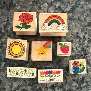 Colorful Wooden Stamp Set for Kids
